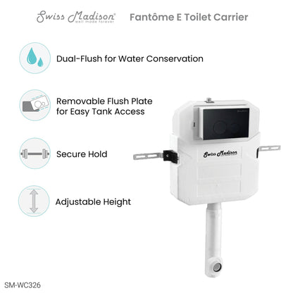 Swiss Madison Fantôme E 2x6 White Steel Frame Insulated In-Wall Toilet Tank Carrier System For Back-to-Wall Toilet