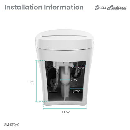 Swiss Madison Hugo 16" x 19" White One-Piece Tankless Elongated Floor Mounted Toilet With 1.1/1.6 GPF Vortex Touchless Dual Flush Function and Wall Sensor