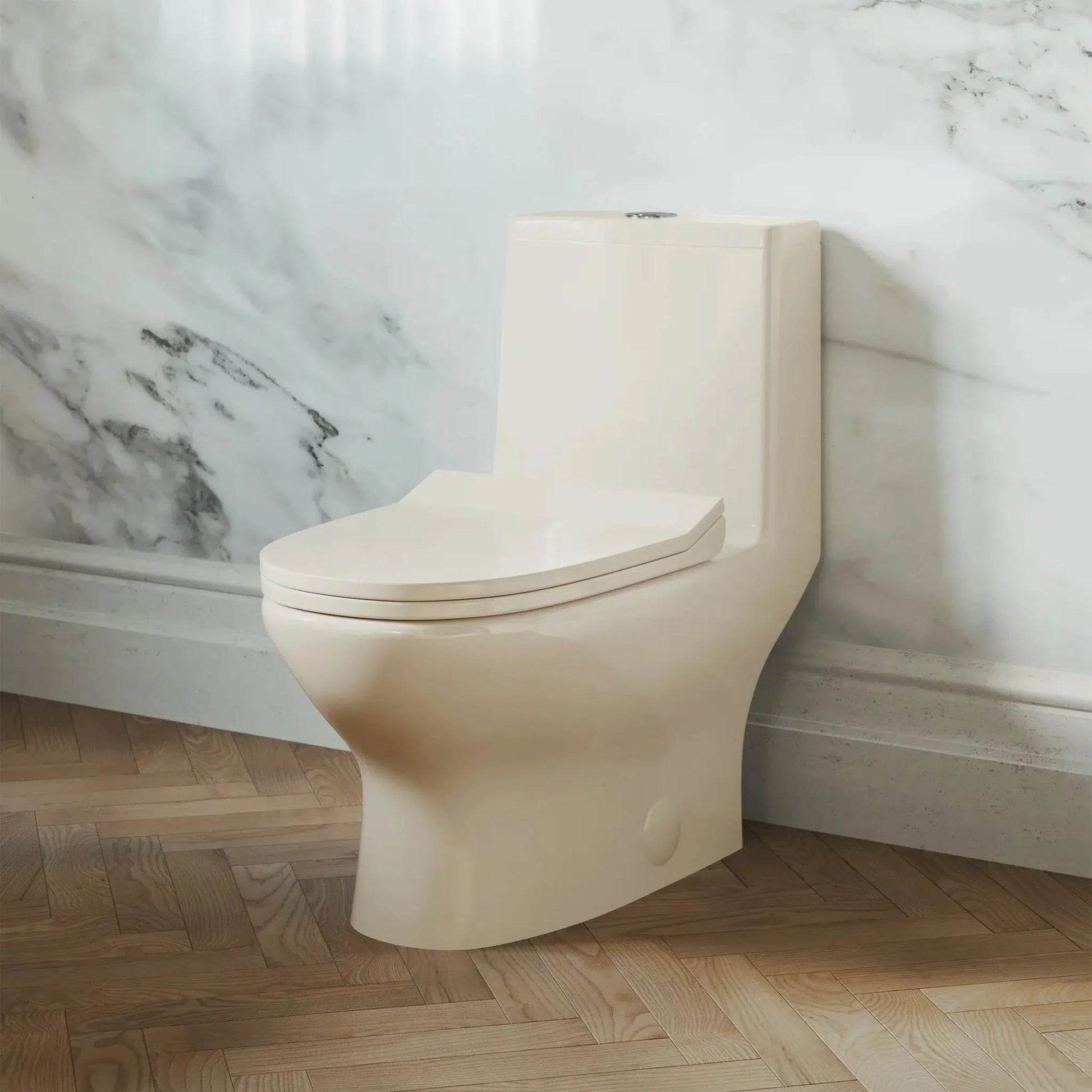 Swiss Madison Ivy 14" x 28" Bisque One-Piece Elongated Floor Mounted Toilet With 12" Rough-In Size and 1.1/1.6 GPF Vortex Dual-Flush Function