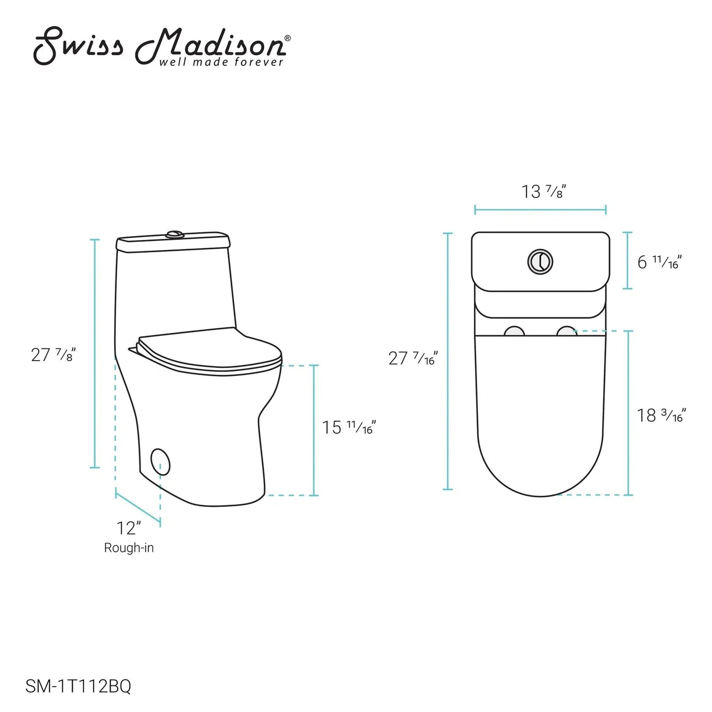 Swiss Madison Ivy 14" x 28" Bisque One-Piece Elongated Floor Mounted Toilet With 12" Rough-In Size and 1.1/1.6 GPF Vortex Dual-Flush Function