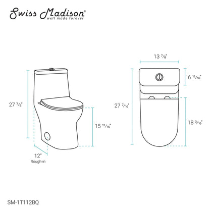 Swiss Madison Ivy 14" x 28" Bisque One-Piece Elongated Floor Mounted Toilet With 12" Rough-In Size and 1.1/1.6 GPF Vortex Dual-Flush Function