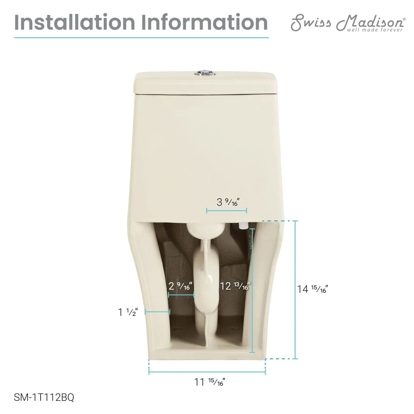 Swiss Madison Ivy 14" x 28" Bisque One-Piece Elongated Floor Mounted Toilet With 12" Rough-In Size and 1.1/1.6 GPF Vortex Dual-Flush Function