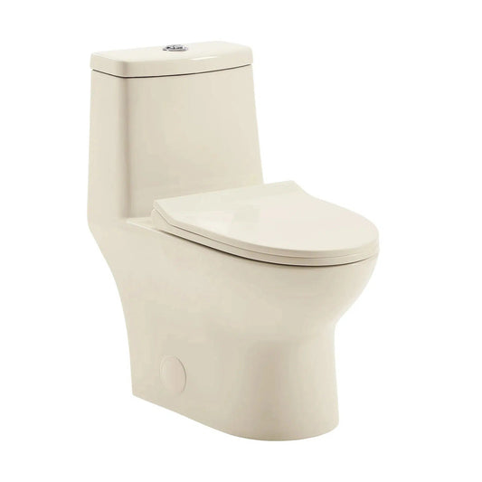 Swiss Madison Ivy 14" x 28" Bisque One-Piece Elongated Floor Mounted Toilet With 12" Rough-In Size and 1.1/1.6 GPF Vortex Dual-Flush Function