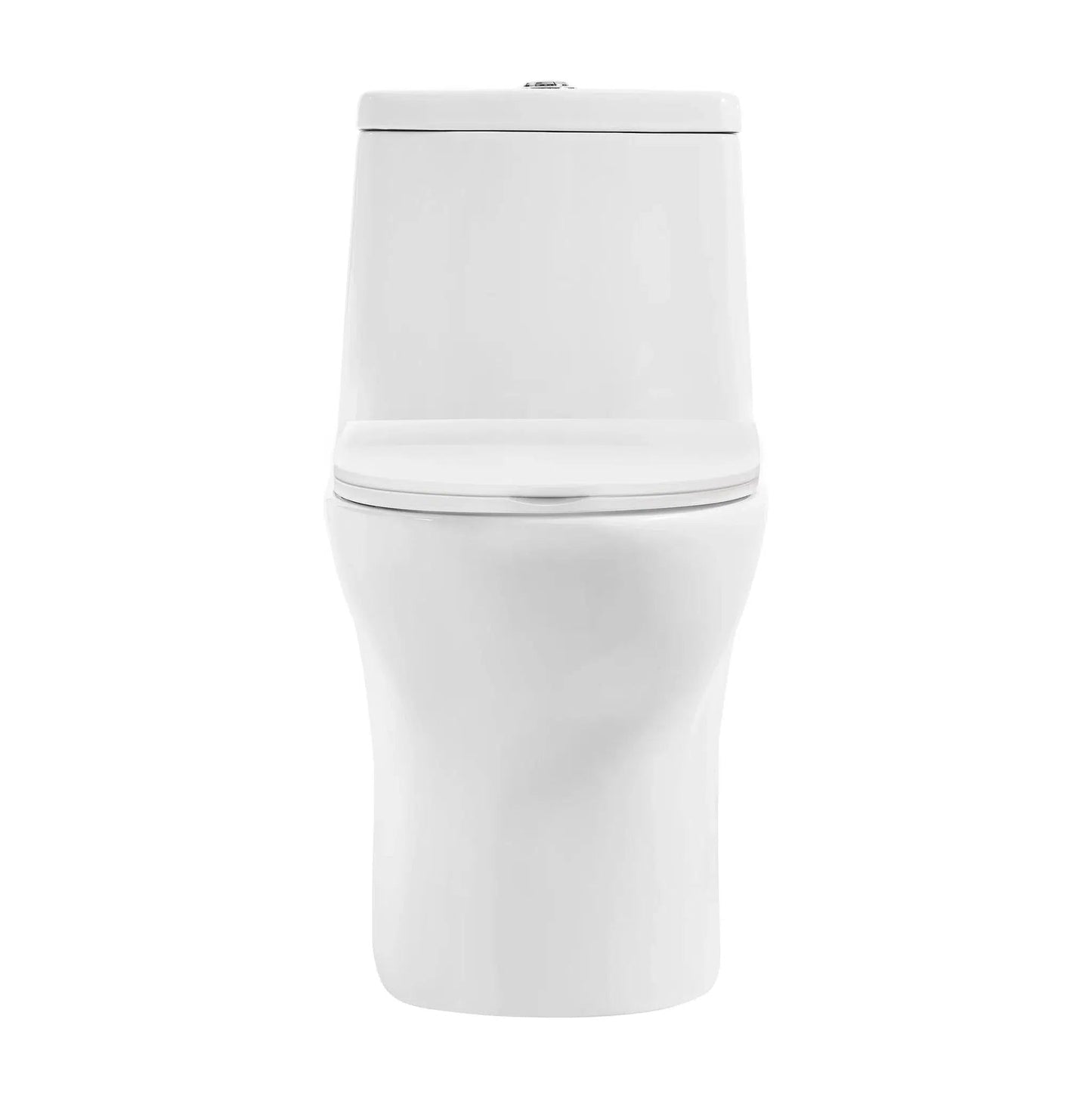 Swiss Madison Ivy 14" x 28" Glossy White One-Piece Elongated Floor Mounted Toilet With 12" Rough-In Size and 1.1/1.6 GPF Vortex Dual-Flush Function