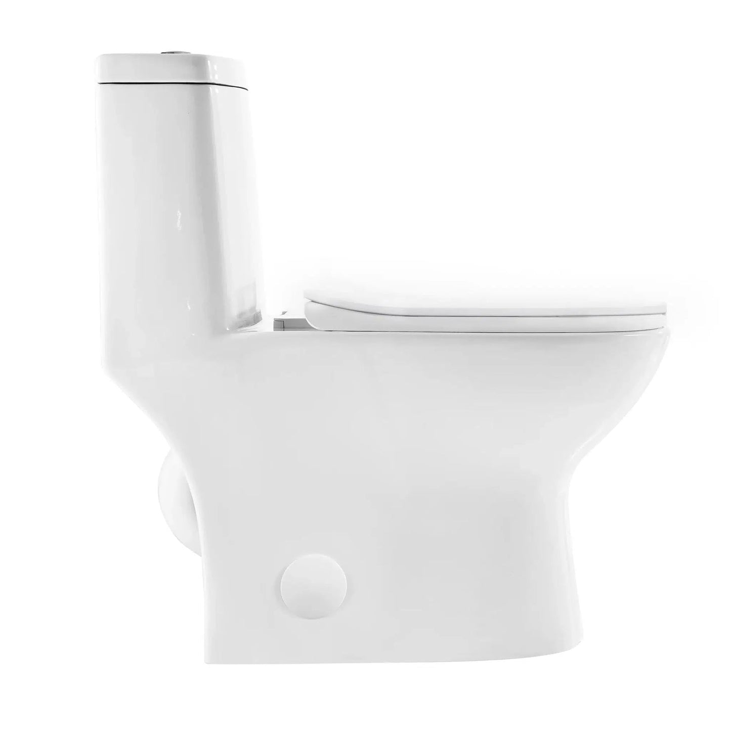 Swiss Madison Ivy 14" x 28" Glossy White One-Piece Elongated Floor Mounted Toilet With 12" Rough-In Size and 1.1/1.6 GPF Vortex Dual-Flush Function