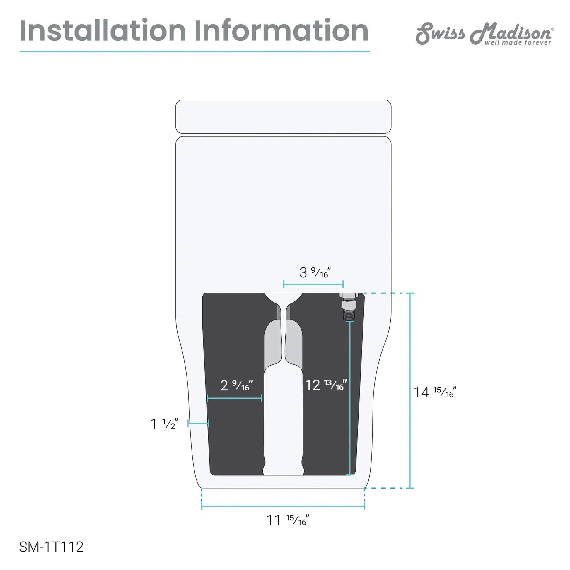 Swiss Madison Ivy 14" x 28" Glossy White One-Piece Elongated Floor Mounted Toilet With 12" Rough-In Size and 1.1/1.6 GPF Vortex Dual-Flush Function