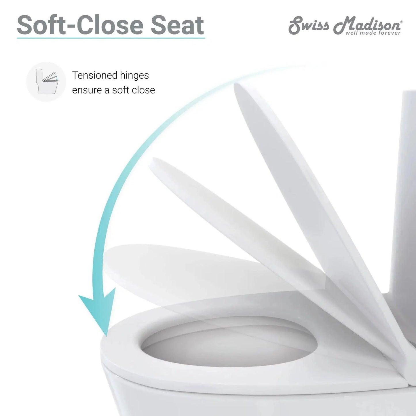 Swiss Madison Ivy 14" x 28" Glossy White One-Piece Elongated Floor Mounted Toilet With 12" Rough-In Size and 1.1/1.6 GPF Vortex™ Dual-Flush Function