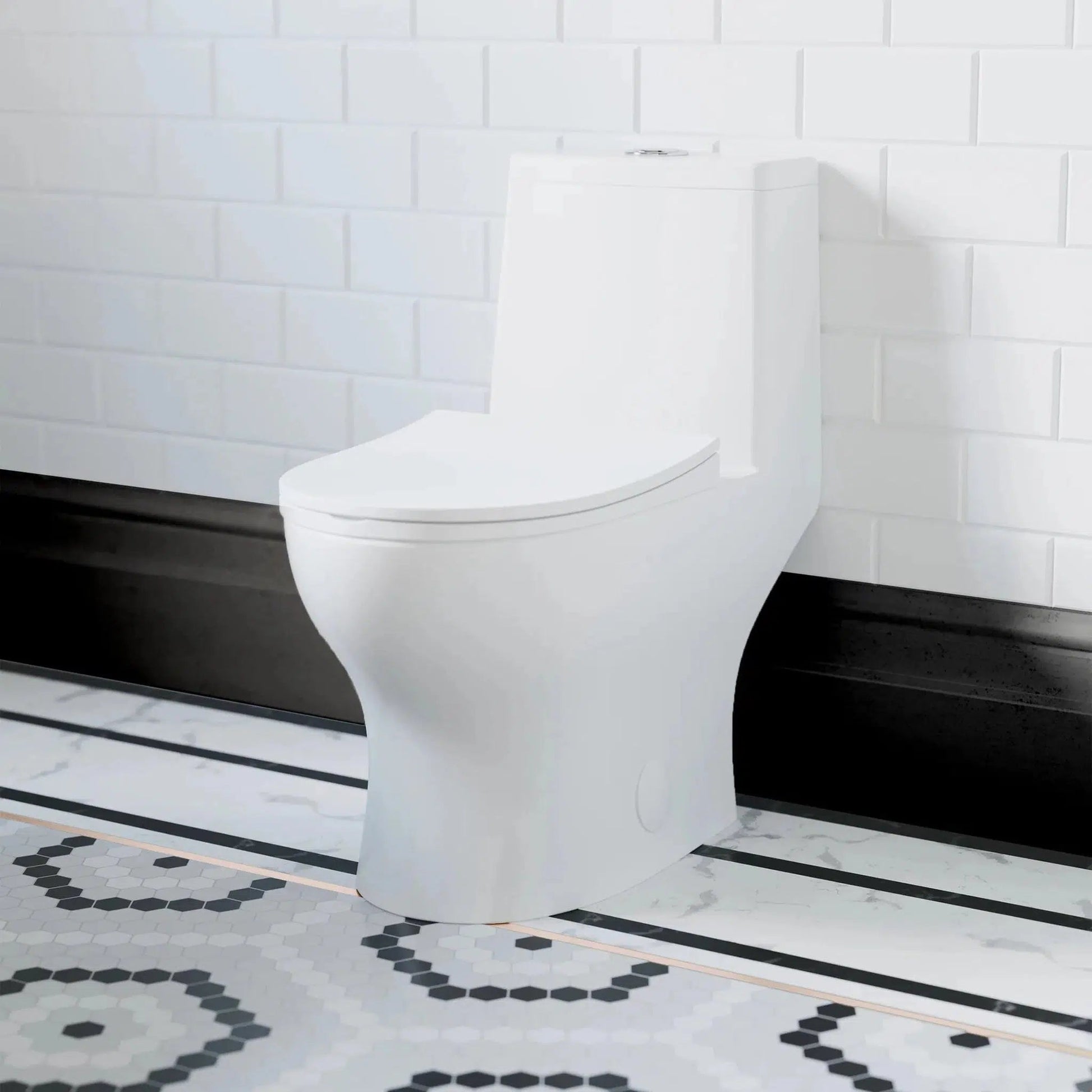 Swiss Madison Ivy 14" x 28" One-Piece White Elongated Floor-Mounted Toilet With 10" Rough-In and 1.1/1.6 GPF