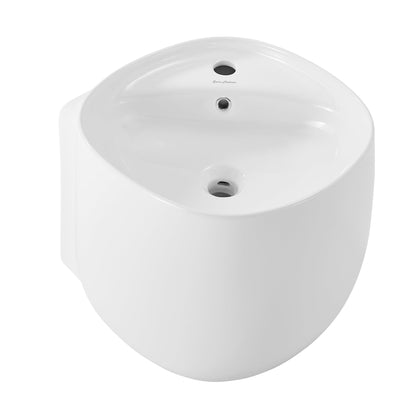 Swiss Madison Ivy 18" x 19" Square White Ceramic Wall-Hung Bathroom Sink With Right Side Single Hole Faucet
