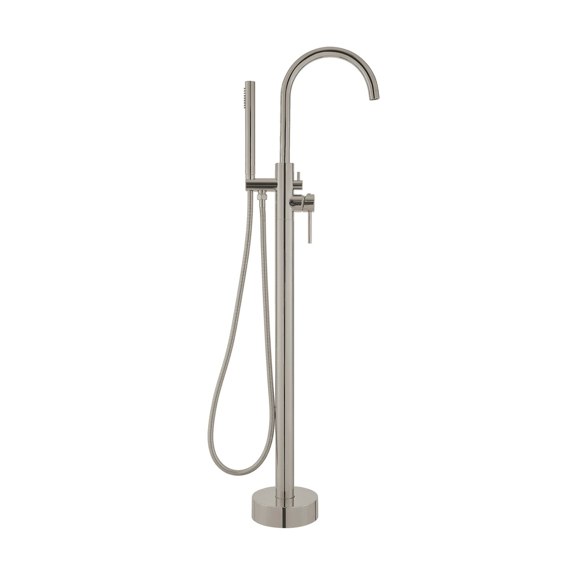 Swiss Madison Ivy 43" Brushed Nickel Single Hole Floor Mounted Bathtub Faucet With Hand Shower, Tub Spout and Handle