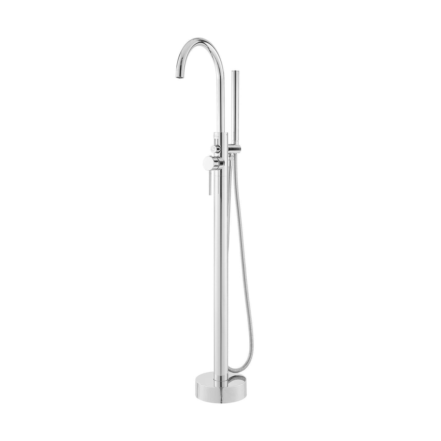 Swiss Madison Ivy 43" Chrome Single Hole Floor Mounted Bathtub Faucet With Hand Shower, Tub Spout and Handle