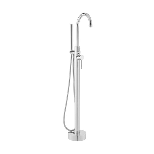 Swiss Madison Ivy 43" Chrome Single Hole Floor Mounted Bathtub Faucet With Hand Shower, Tub Spout and Handle