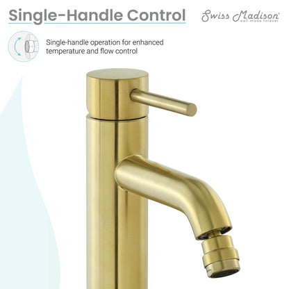 Swiss Madison Ivy 7" Brushed Gold Single Hole Fixture Mounted Bidet Faucet With Flow Rate of 1.28 GPM