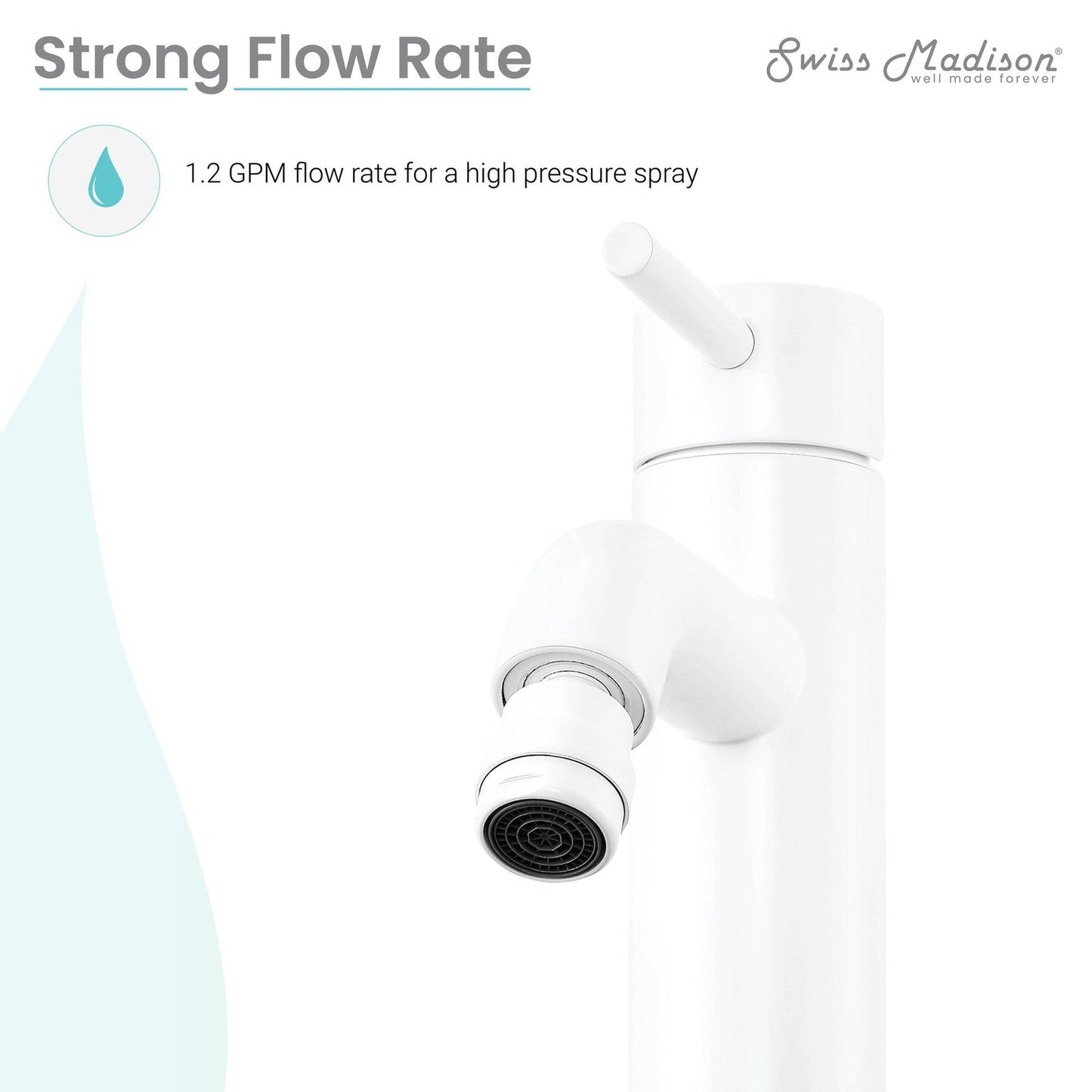 Swiss Madison Ivy 7" Matte White Single Hole Fixture Mounted Bidet Faucet With Flow Rate of 1.28 GPM