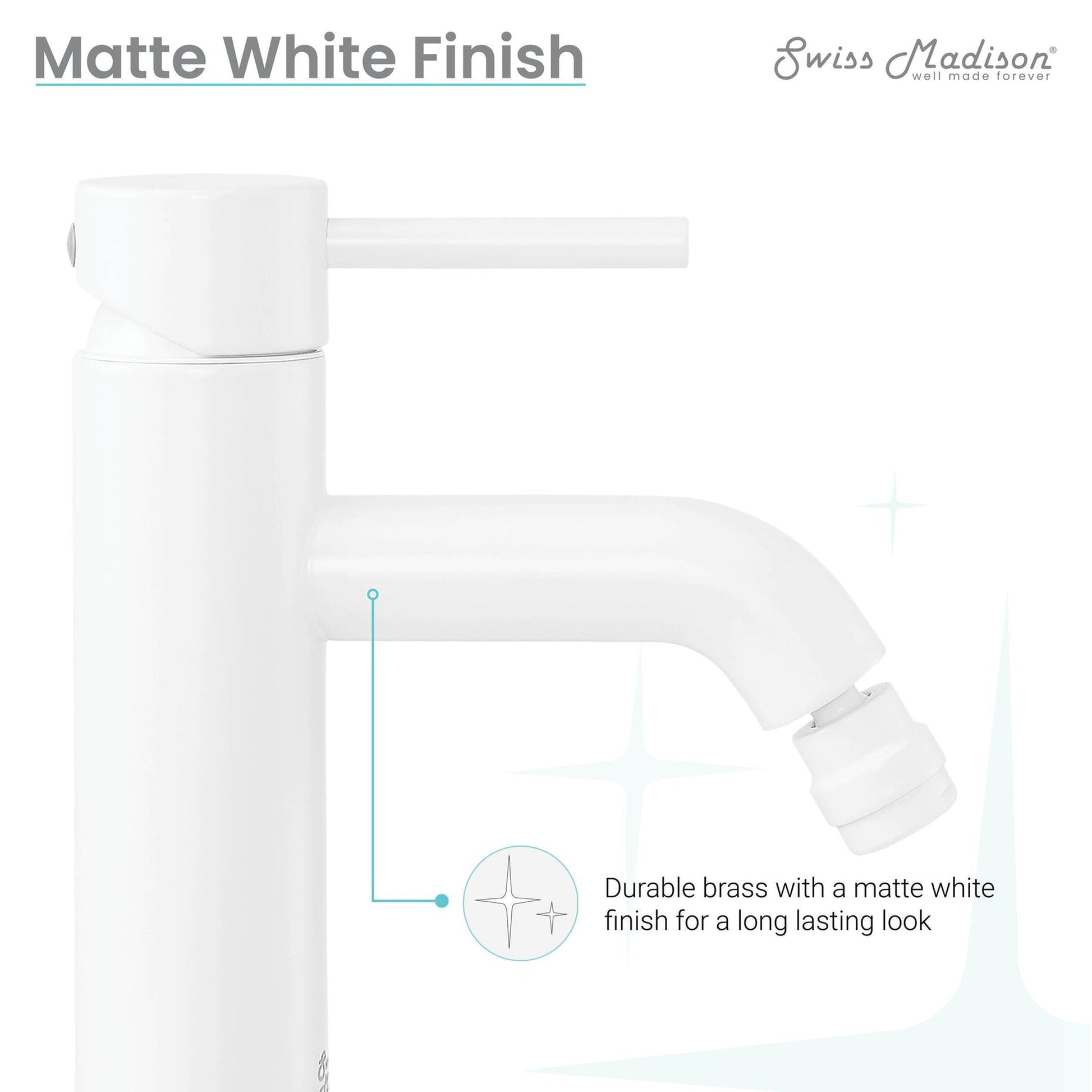 Swiss Madison Ivy 7" Matte White Single Hole Fixture Mounted Bidet Faucet With Flow Rate of 1.28 GPM