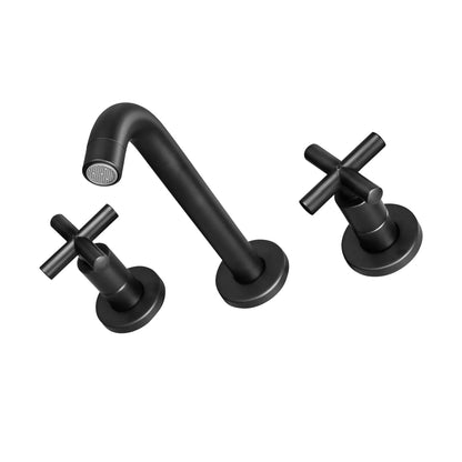 Swiss Madison Ivy 9" Wall-Mounted Matte Black Bathroom Faucet With Cross Handle and 1.2 GPM Flow Rate