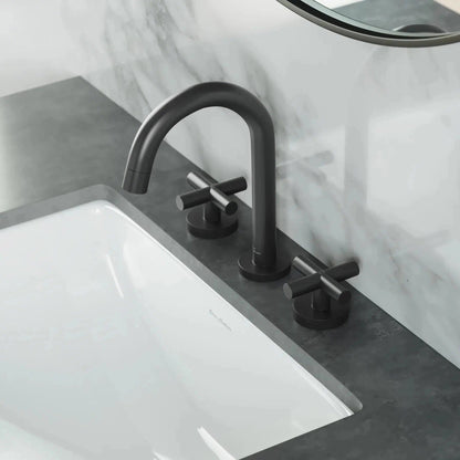 Swiss Madison Ivy Courte 8" Widespread Matte Black Bathroom Faucet With Cross Handle and 1.2 GPM Flow Rate