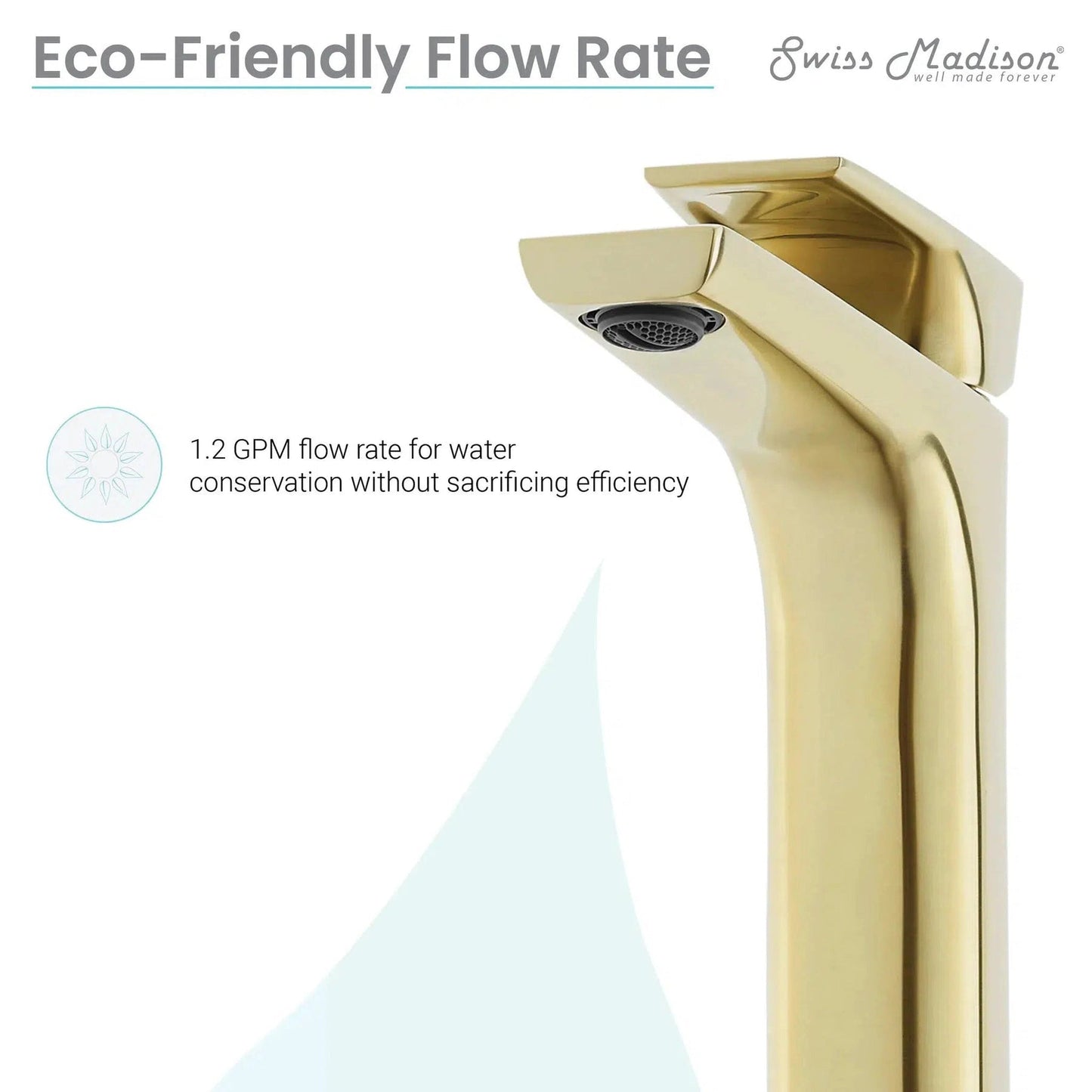Swiss Madison Monaco 11" Brushed Gold Single Hole Bathroom Faucet With Flow Rate of 1.2 GPM