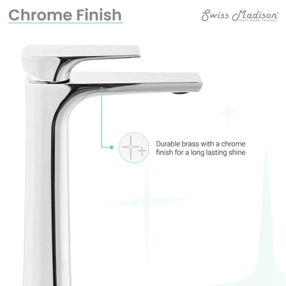 Swiss Madison Monaco 11" Chrome Single Hole Bathroom Faucet With Flow Rate of 1.2 GPM