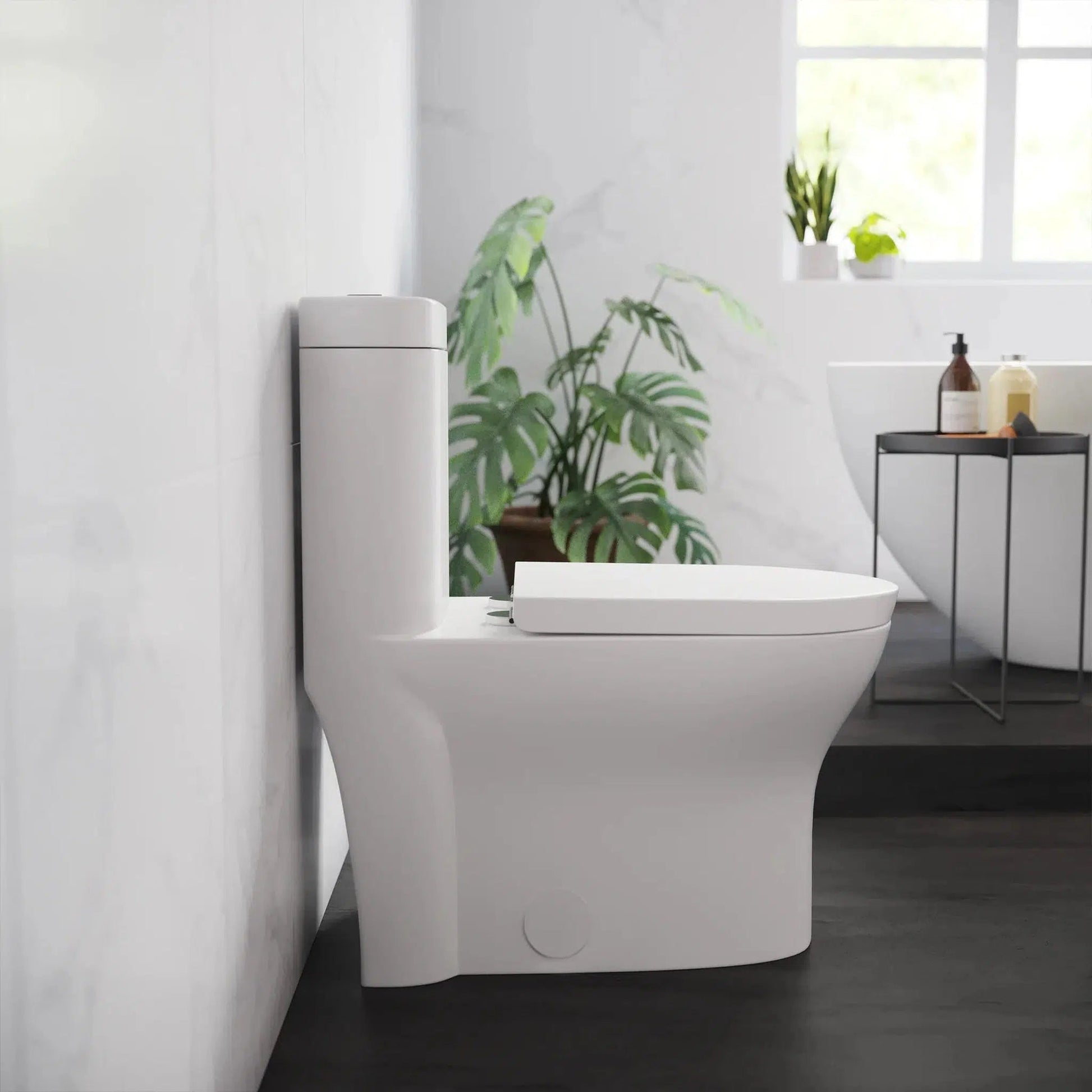 Swiss Madison Monaco 15" x 30" White One-Piece Elongated Floor Mounted Toilet With 1.1/1.6 GPF Dual-Flush Function