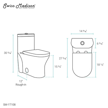 Swiss Madison Monaco 15" x 30" White One-Piece Elongated Floor Mounted Toilet With 1.1/1.6 GPF Dual-Flush Function