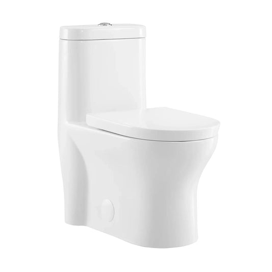 Swiss Madison Monaco 15" x 30" White One-Piece Elongated Floor Mounted Toilet With 1.1/1.6 GPF Dual-Flush Function