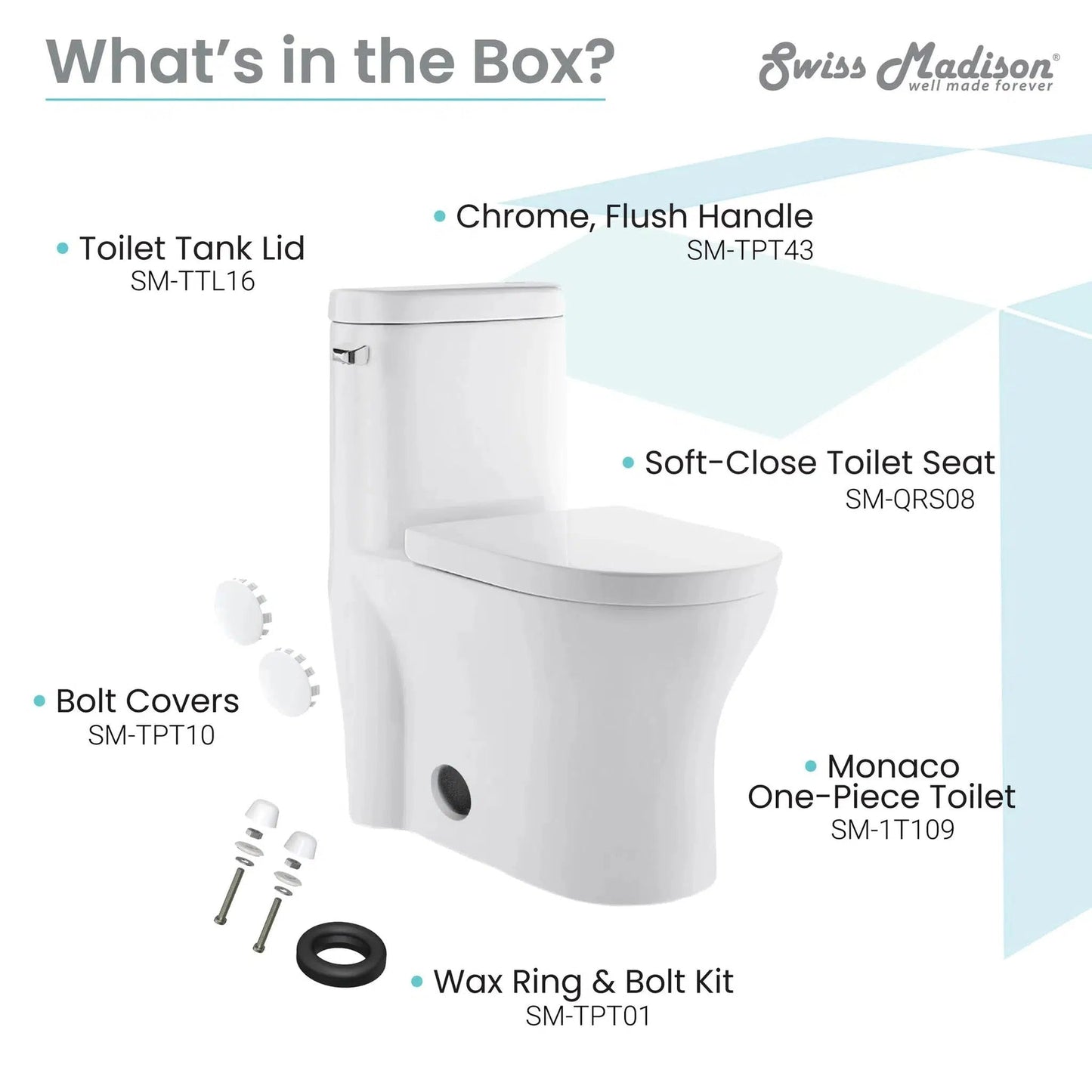 Swiss Madison Monaco 15" x 30" White One-Piece Elongated Floor Mounted Toilet With 1.28 GPF Side Flush Function