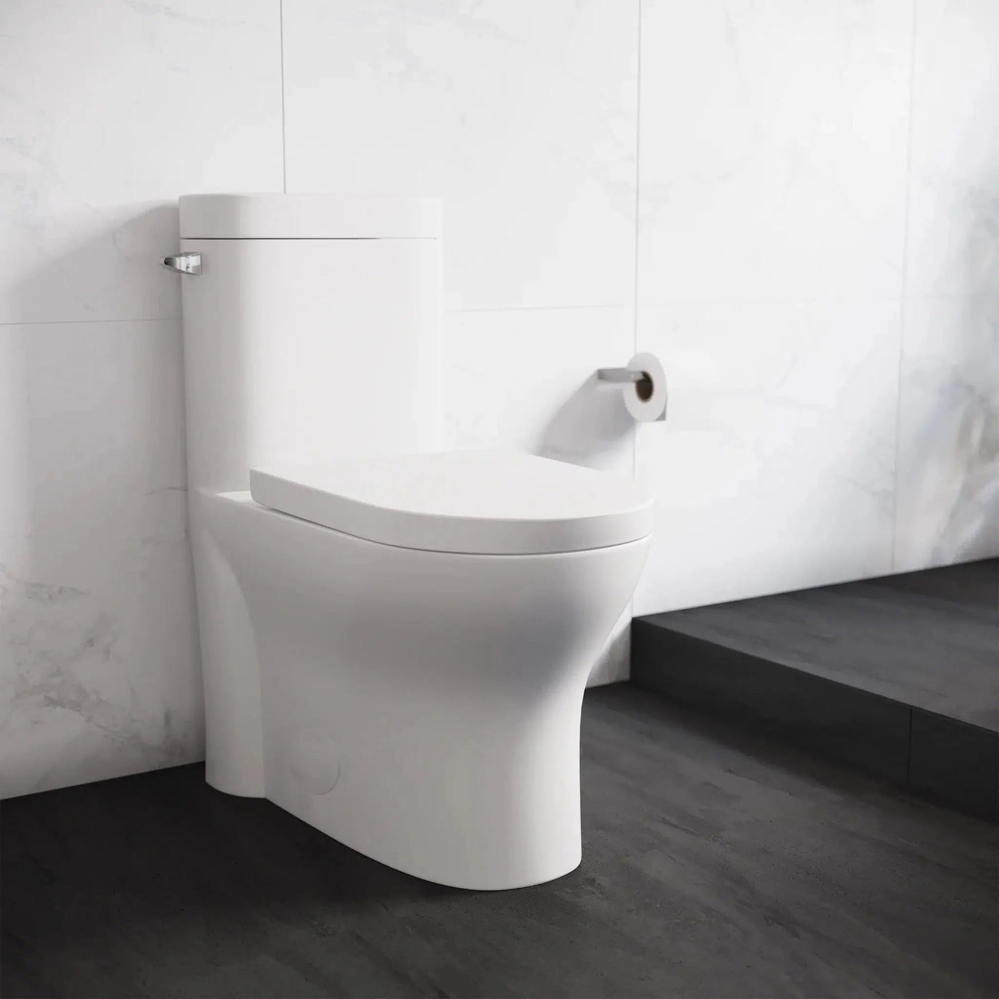 Swiss Madison Monaco 15" x 30" White One-Piece Elongated Floor Mounted Toilet With 1.28 GPF Side Flush Function