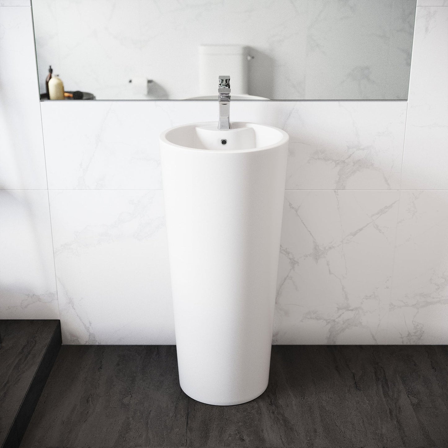 Swiss Madison Monaco 16" x 33" Freestanding One-Piece Circular White Pedestal Sink With Overflow
