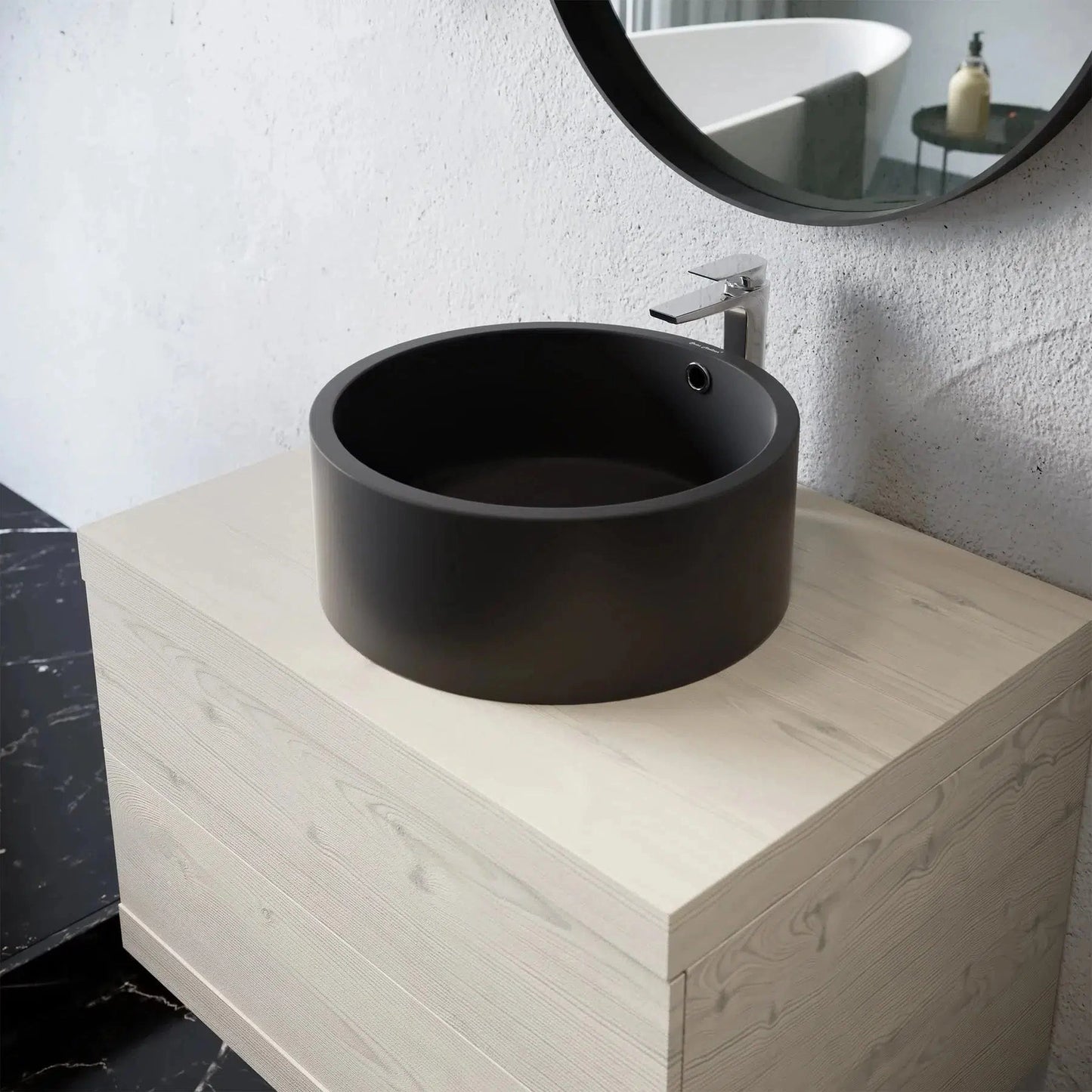 Swiss Madison Monaco 17" x 17" Matte Black Round Ceramic Bathroom Vessel Sink
