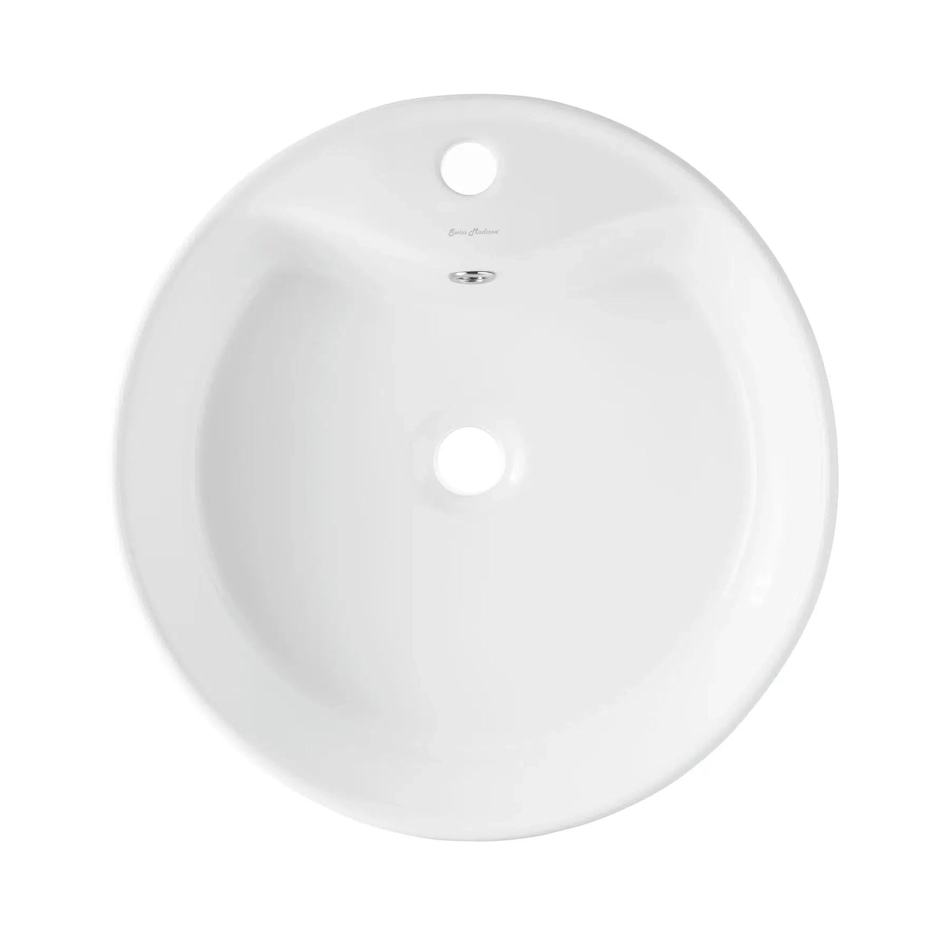 Swiss Madison Monaco 18" x 18" White Round Ceramic Bathroom Vessel Sink With Faucet Hole