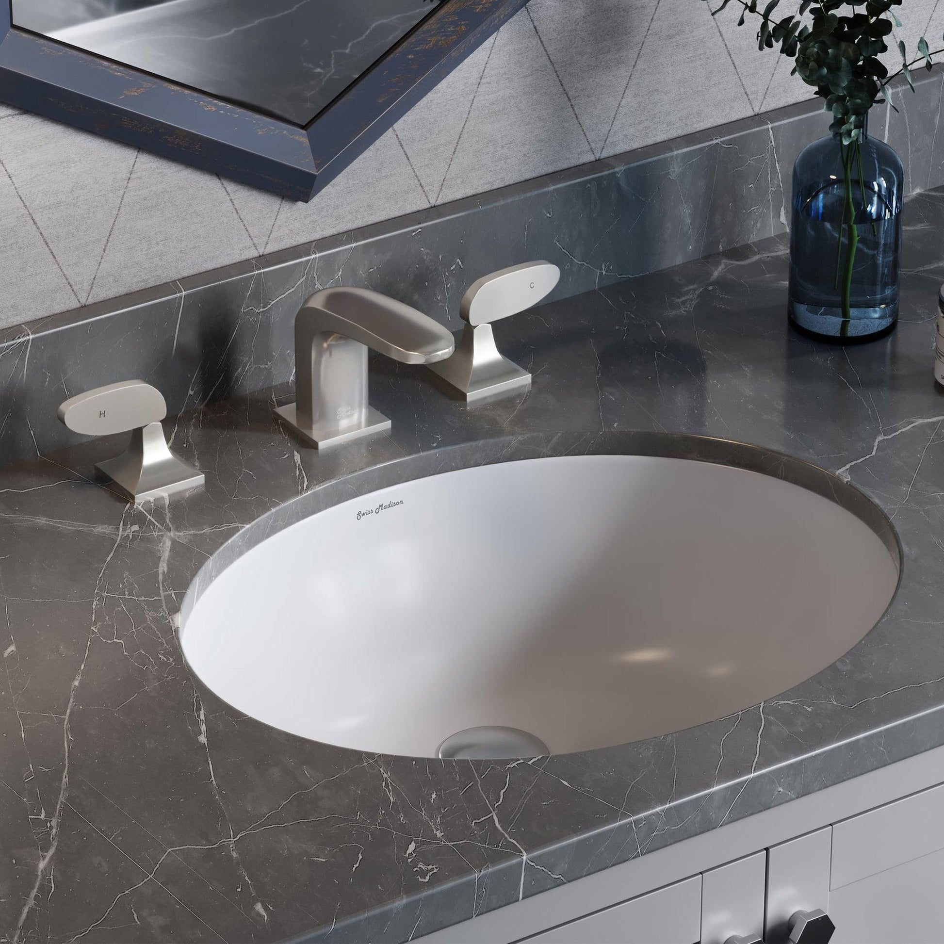 Swiss Madison Monaco 19" x 16" White Oval Ceramic Bathroom Undermount Sink