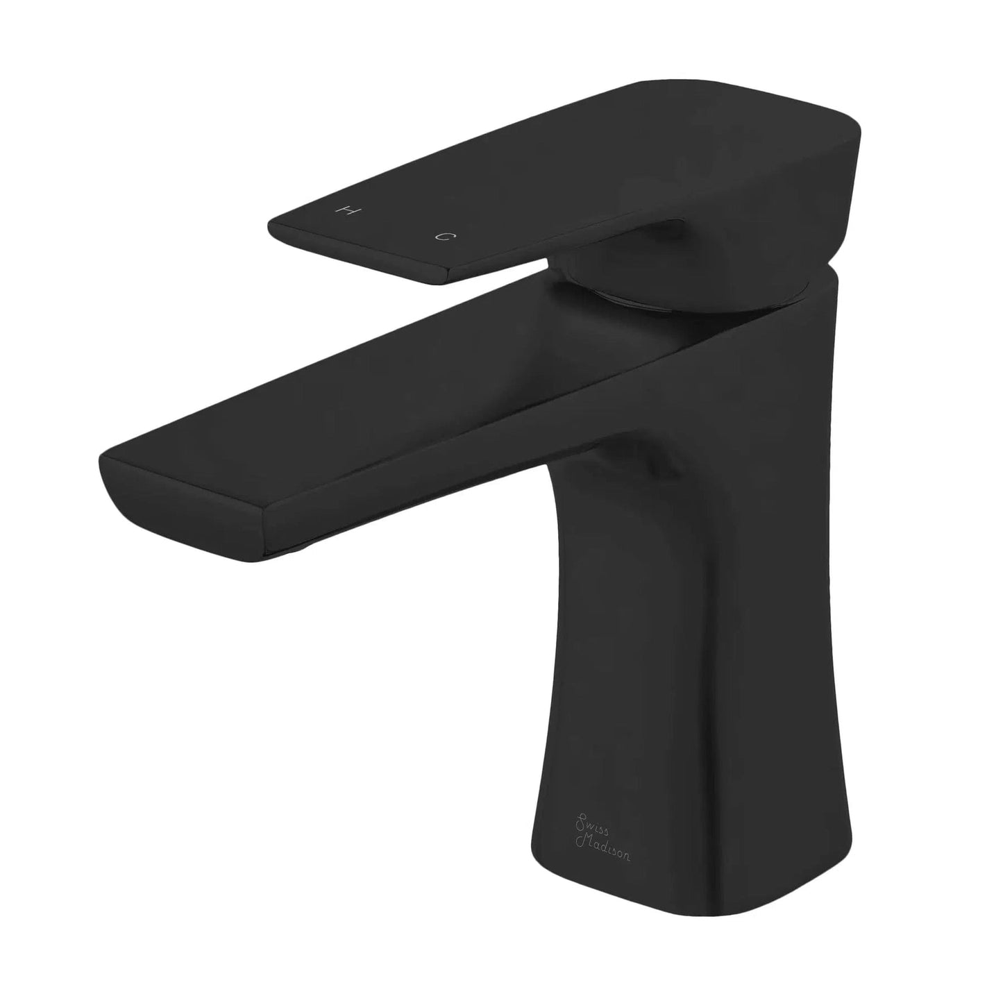 Swiss Madison Monaco 6" Matte Black Single Hole Bathroom Faucet With Flow Rate of 1.2 GPM