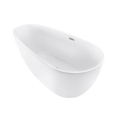 Swiss Madison Monaco 67" x 32" White Center Drain Freestanding Bathtub With Chrome Toe-Tap Drain and Overflow