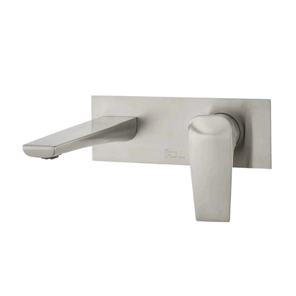 Swiss Madison Monaco 8" Brushed Nickel Two Hole Wall-Mounted Bathroom Faucet With Single Lever Handle and 1.2 GPM Flow Rate