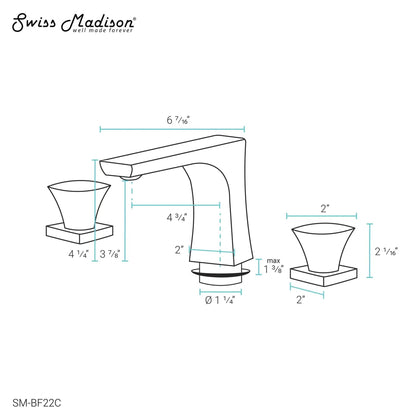 Swiss Madison Monaco 8" Chrome Widespread Bathroom Faucet With Knob Handles and 1.2 GPM Flow Rate