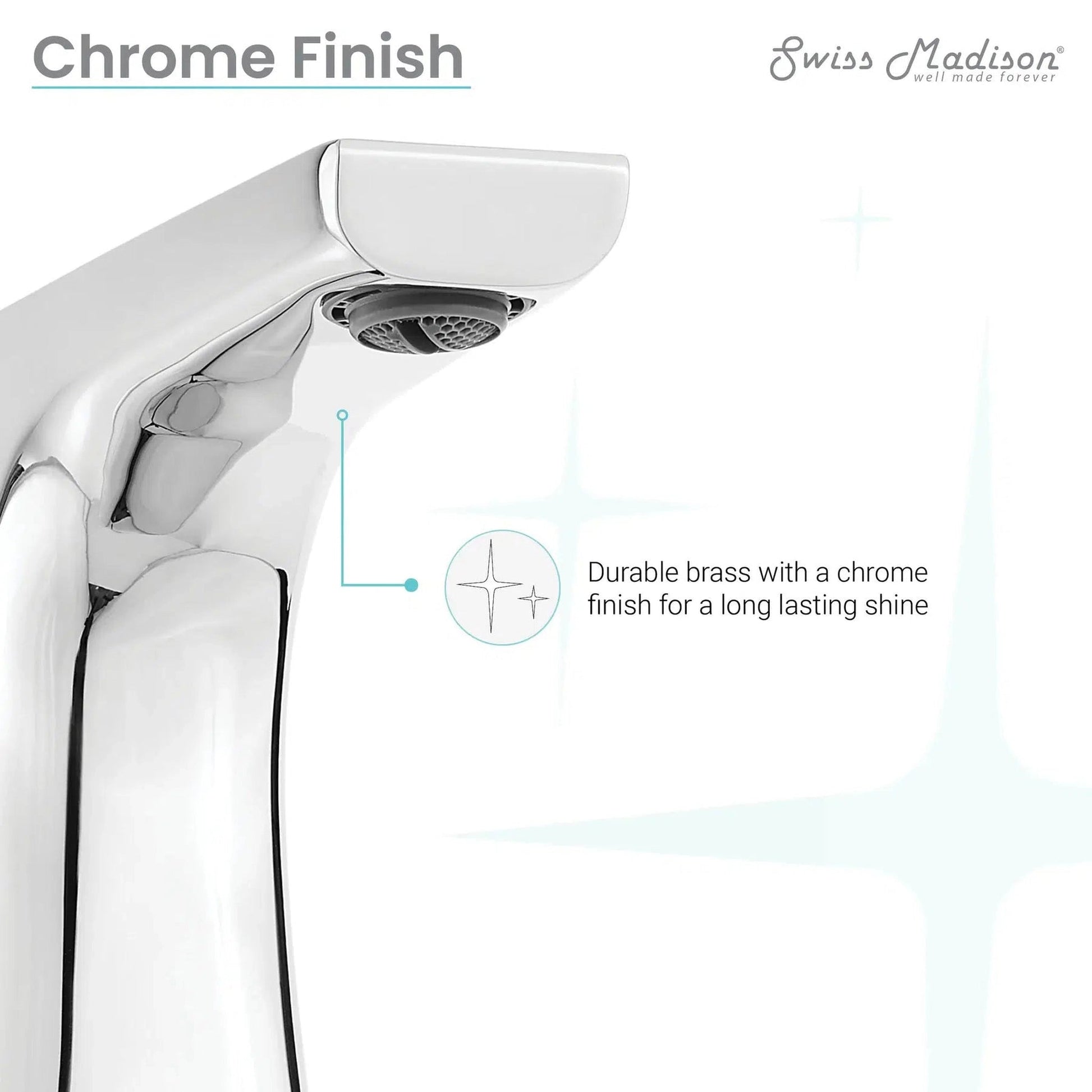 Swiss Madison Monaco 8" Chrome Widespread Bathroom Faucet With Knob Handles and 1.2 GPM Flow Rate