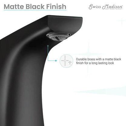 Swiss Madison Monaco 8" Matte Black Widespread Bathroom Faucet With Knob Handles and 1.2 GPM Flow Rate