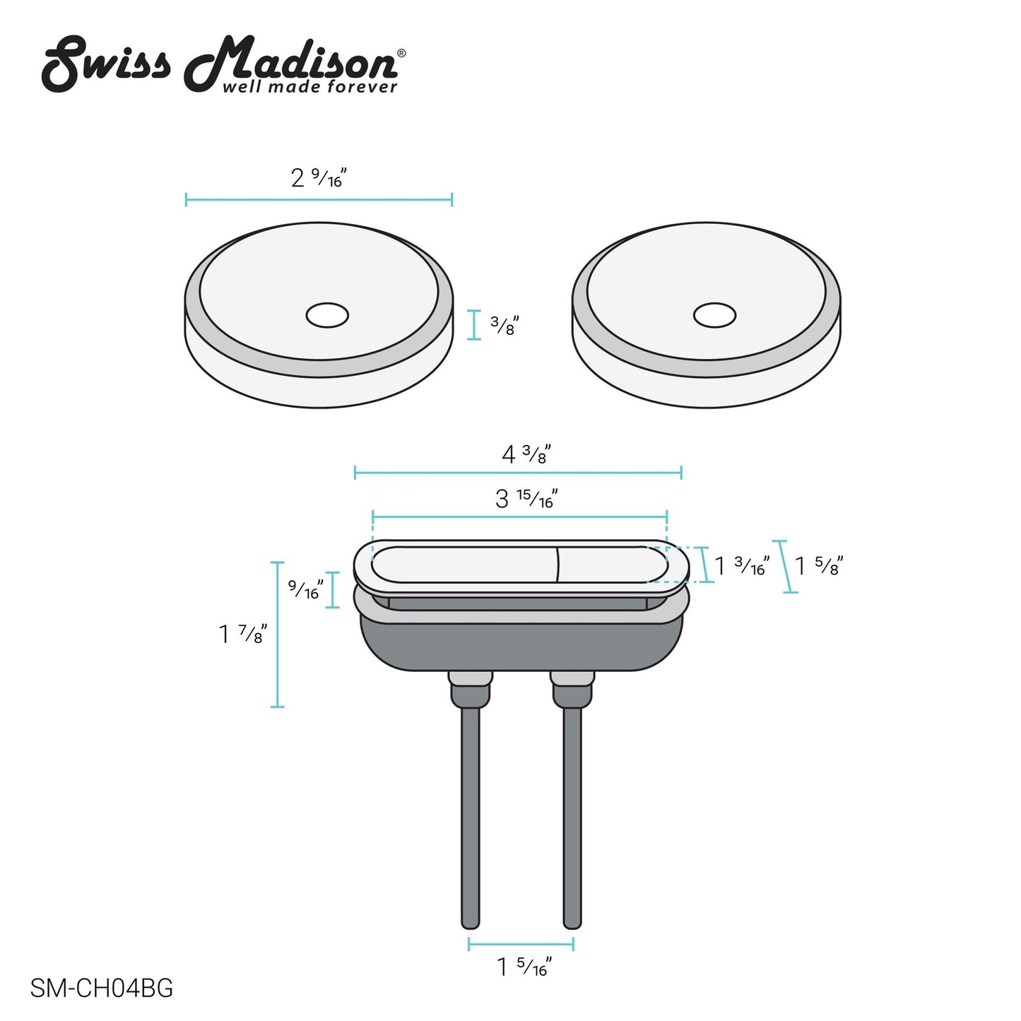 Swiss Madison Oval Rose Gold Toilet Push Buttons With QQ Feet For SM-1T254