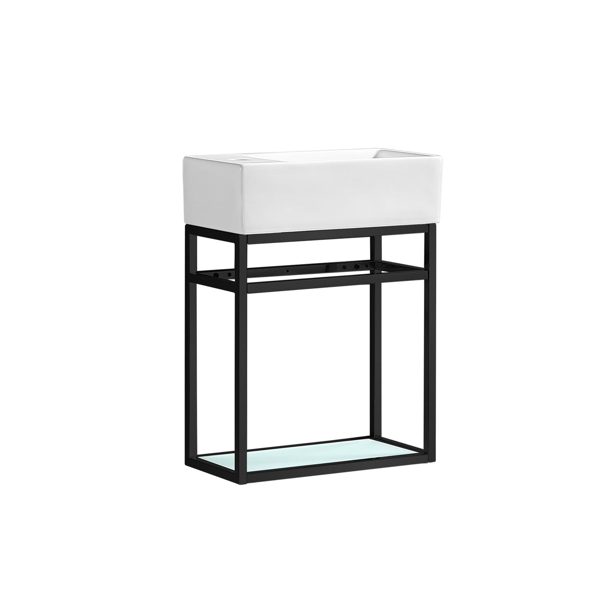 Swiss Madison Pierre 20" x 25" Wall-Mounted White Bathroom Vanity With Ceramic Single Sink and Black Metal Frame
