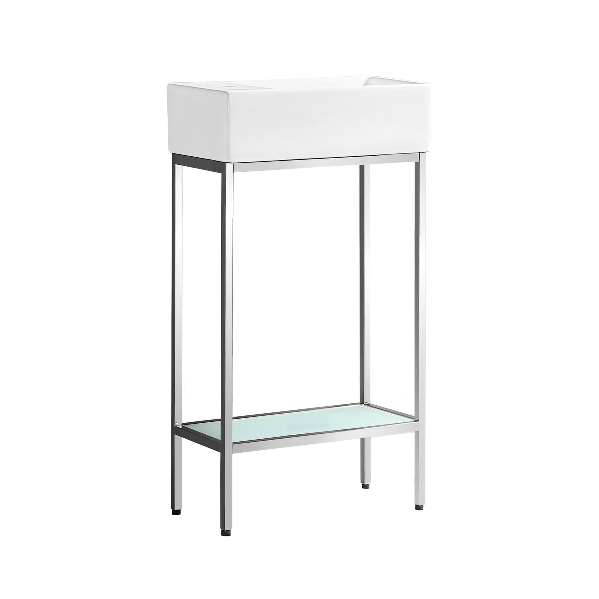 Swiss Madison Pierre 20" x 34" Freestanding White Bathroom Vanity With Ceramic Single Sink and Chrome Metal Frame