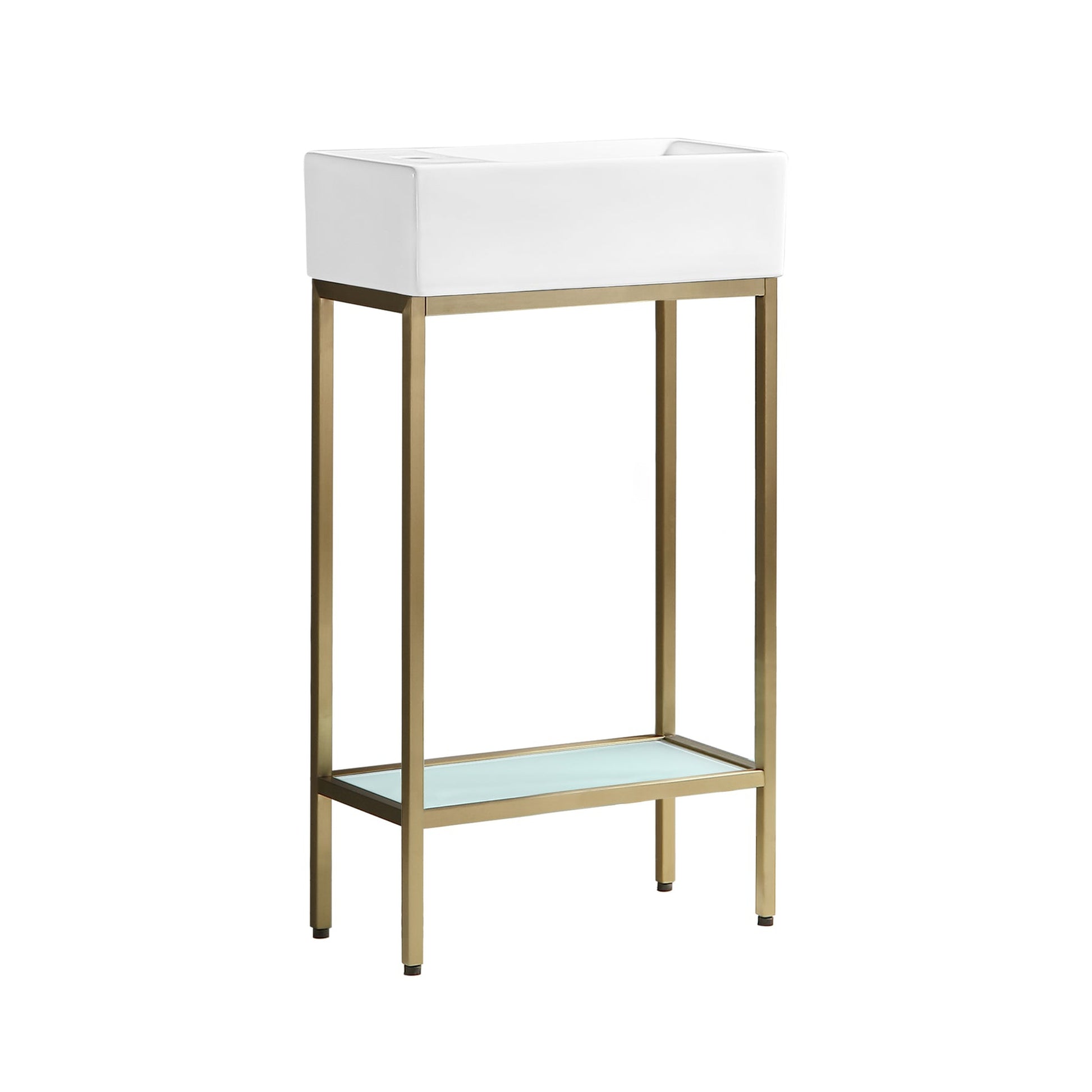 Swiss Madison Pierre 20" x 34" Freestanding White Bathroom Vanity With Ceramic Single Sink and Gold Metal Frame