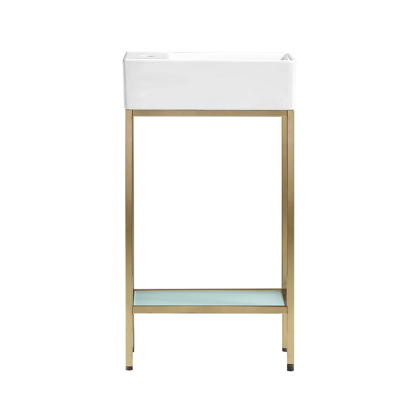 Swiss Madison Pierre 20" x 34" Freestanding White Bathroom Vanity With Ceramic Single Sink and Gold Metal Frame