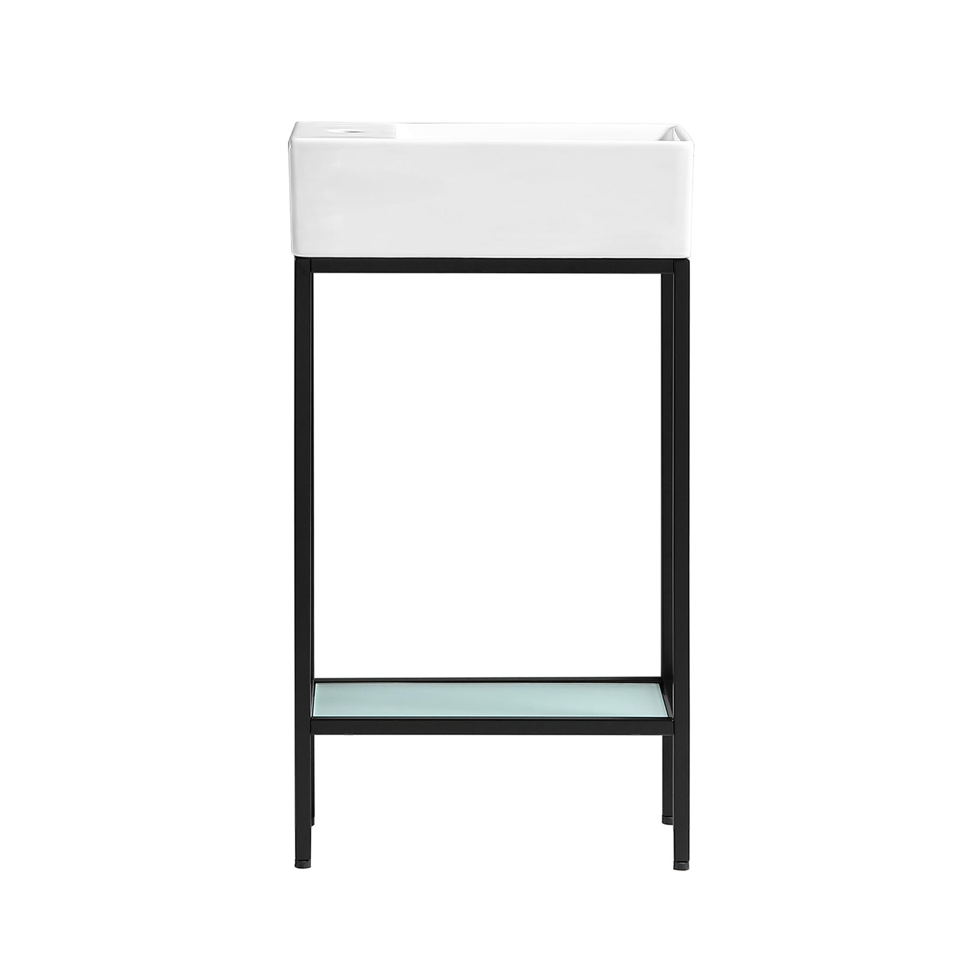 Swiss Madison Pierre 20" x 34" Freestanding White Bathroom Vanity With Ceramic Single Sink and Matte Black Metal Frame