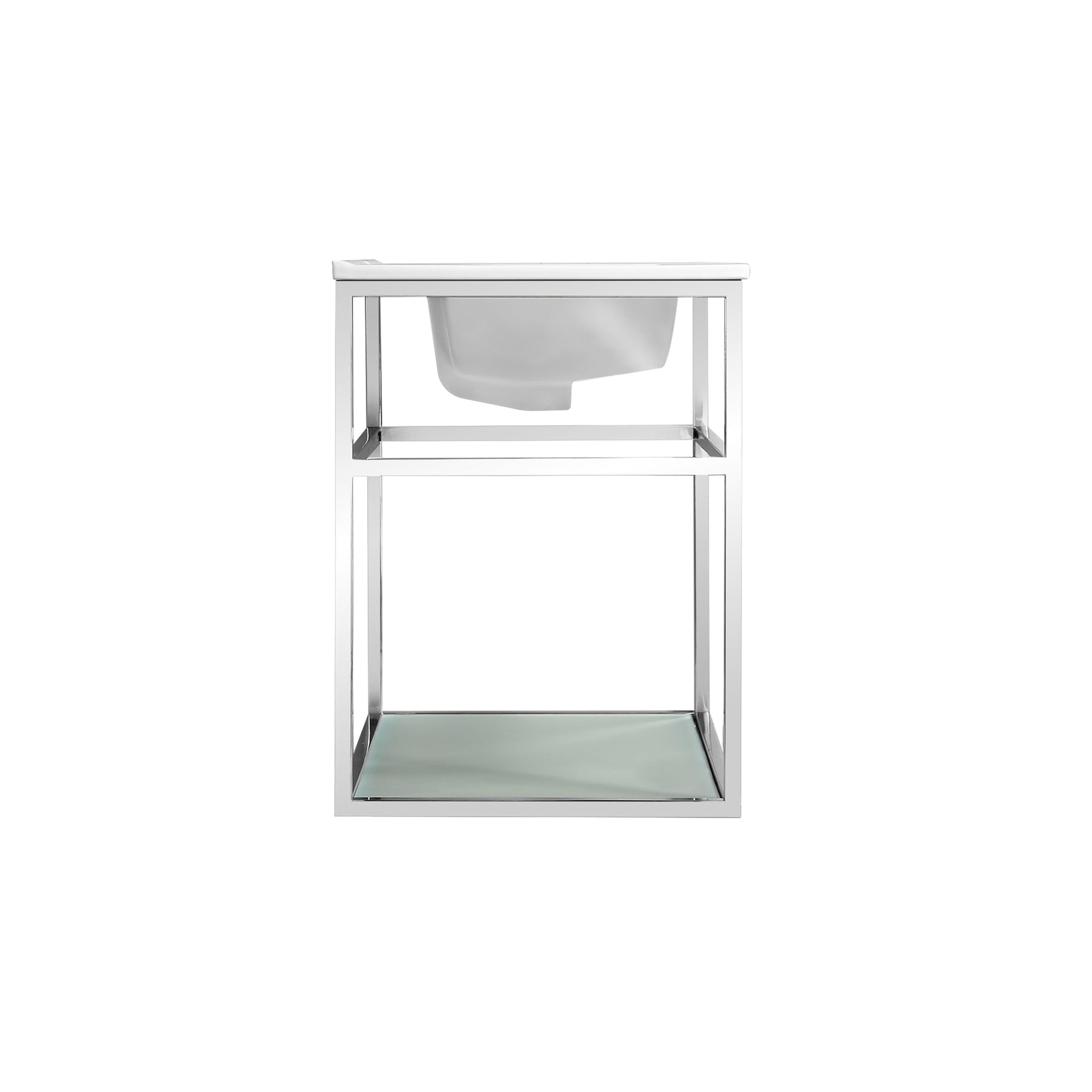 Swiss Madison Pierre Wall Hung Vanity - Chrome Frame With Glass Shelf & Ceramic Basin (SM-BV551C)