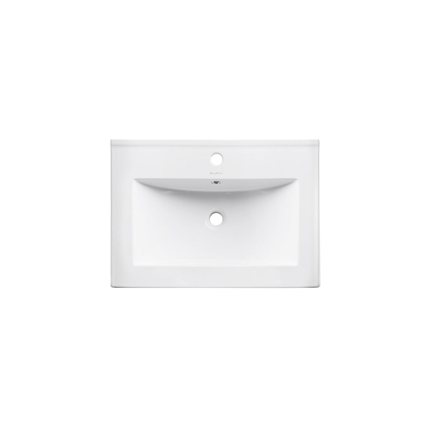 Swiss Madison Pierre 24" x 24" Wall-Mounted White Bathroom Vanity With Ceramic Single Sink and Chrome Metal Frame