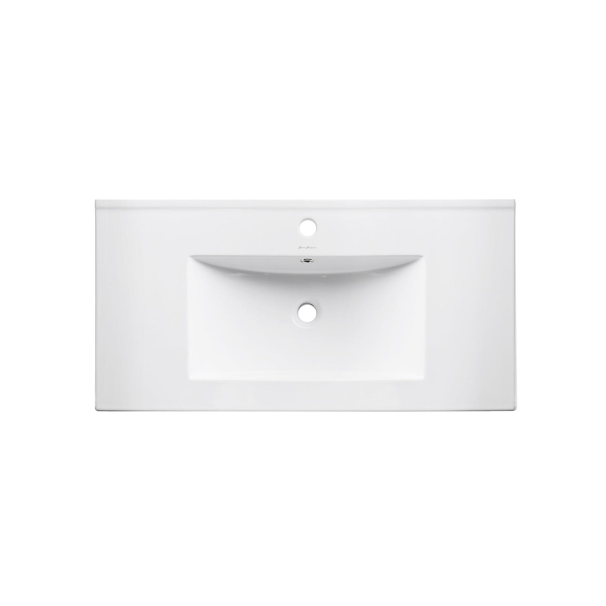 Swiss Madison Pierre 30" x 24" Wall-Mounted White Bathroom Vanity With Ceramic Single Sink and Chrome Metal Frame