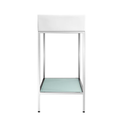 Swiss Madison Pierre 40" x 34" Freestanding White Bathroom Vanity With Ceramic Single Sink and Chrome Metal Frame