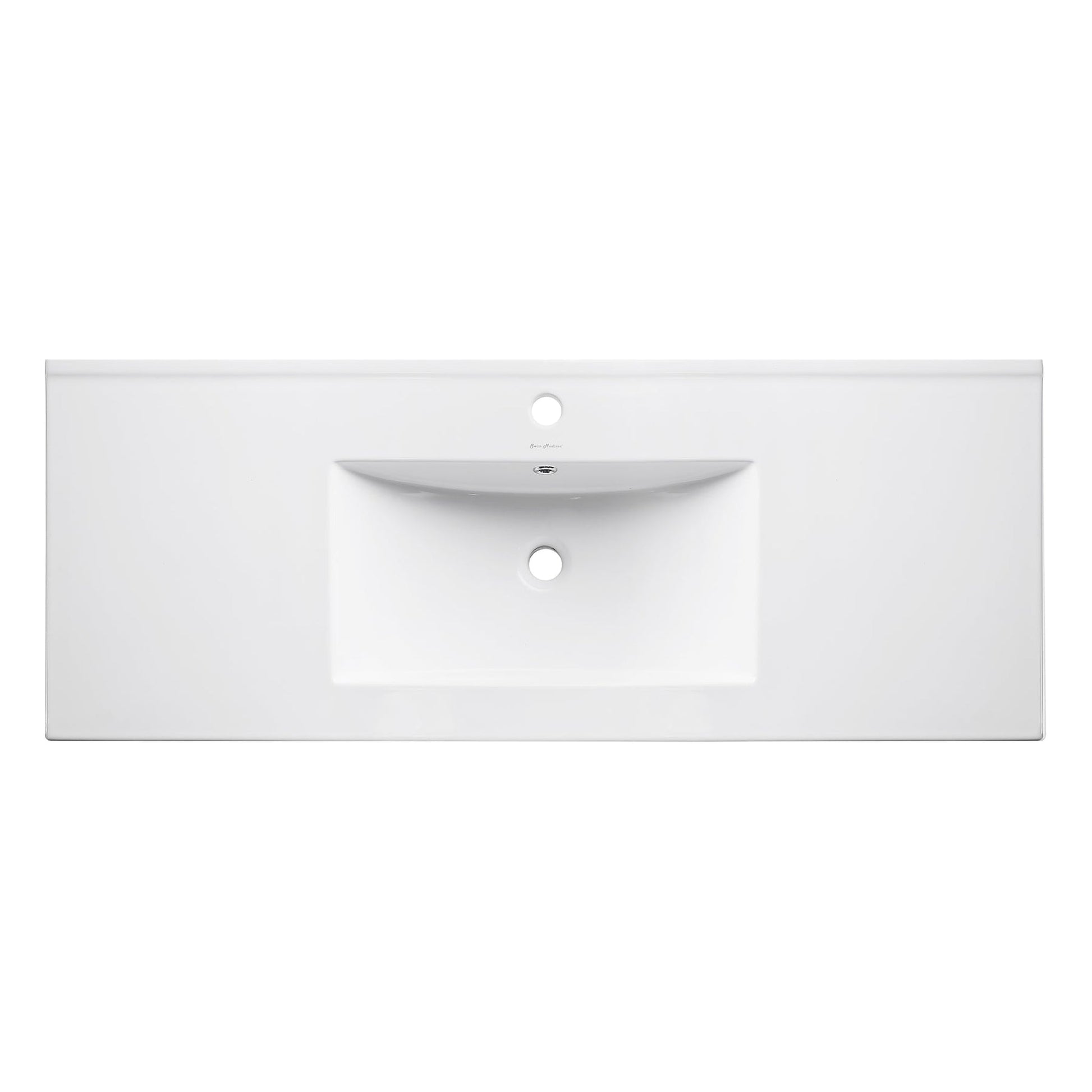 Swiss Madison Pierre 48" x 24" Wall-Mounted White Bathroom Vanity With Ceramic Single Sink and Matte Black Metal Frame
