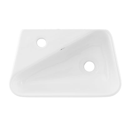 Swiss Madison Plaisir 18" x 11" Rectangular White Ceramic Wall-Hung Bathroom Sink With Left Side Single Hole Faucet